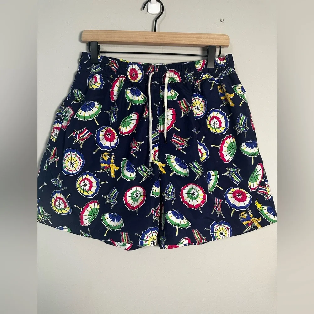 Polo Ralph Lauren Traveler Swim Trunks Men’s XL‎ Polo Bear Beach Umbrella Navy